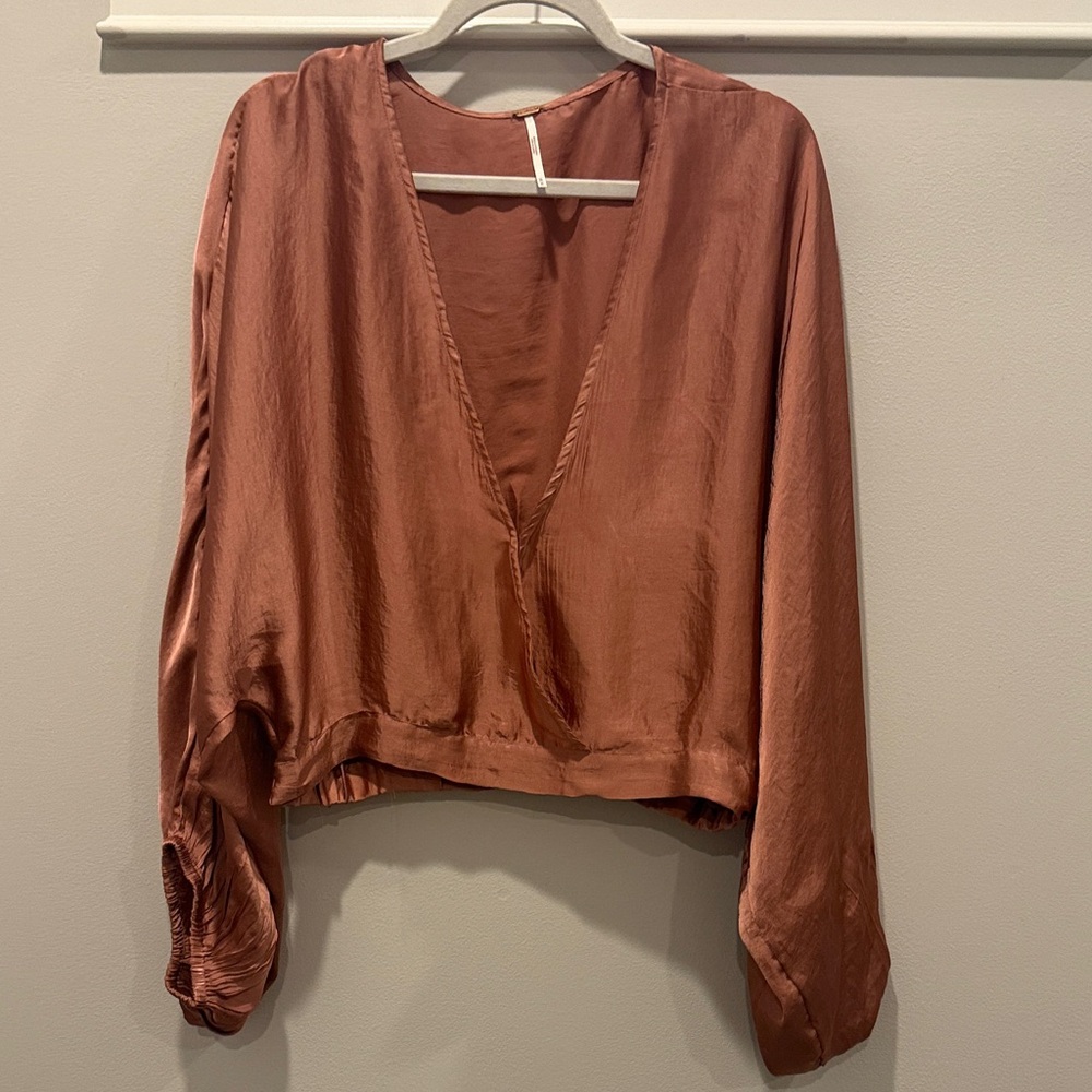 Free People Blush V-Neck Blouse